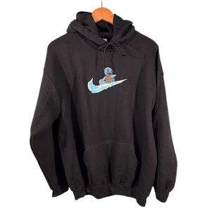 Gildan Black Squirtle Surfing Graphic Hoodie Size Large like new condition
